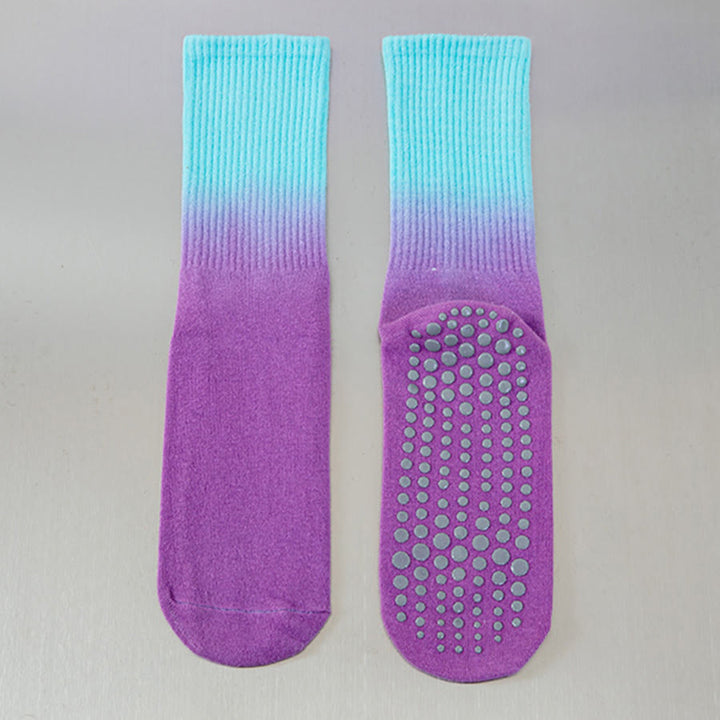 Calzini da yoga da donna Olivenorma con suola antiscivolo in silicone e gradiente di colore, lunghezza media. - Blu-Viola - 10 paia - image 23