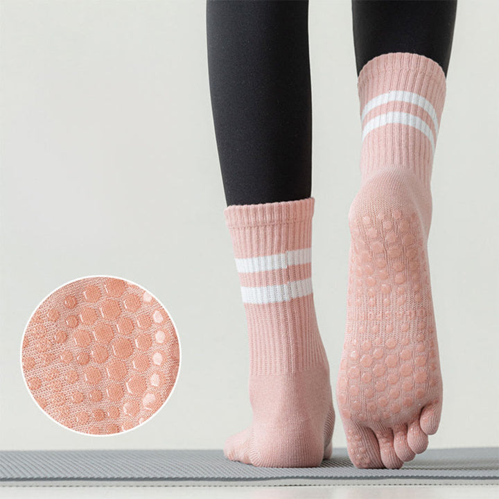 Calze da yoga da donna Olivenorma con suola intera, imbottitura in silicone e maglia elastica, lunghezza media. - image 17