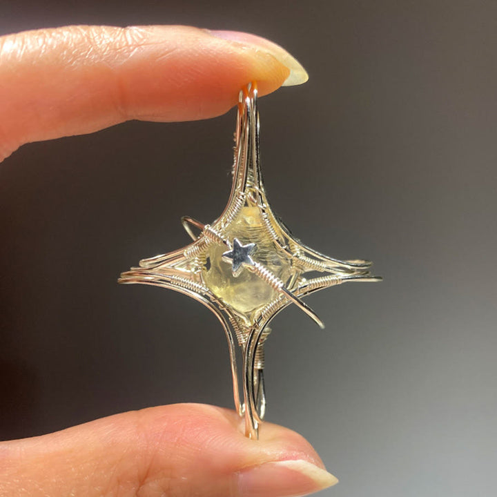 Collana Olivenorma a tema celeste con ametista e acquamarina, realizzata con filo metallico. - Citrino e Stella Esplosiva - image 13