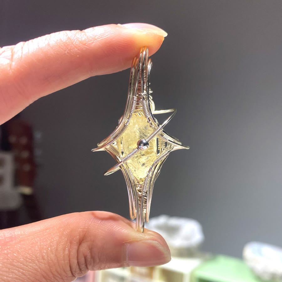 Collana Olivenorma a tema celeste con ametista e acquamarina, realizzata con filo metallico. - Citrino e Pianeta - image 12