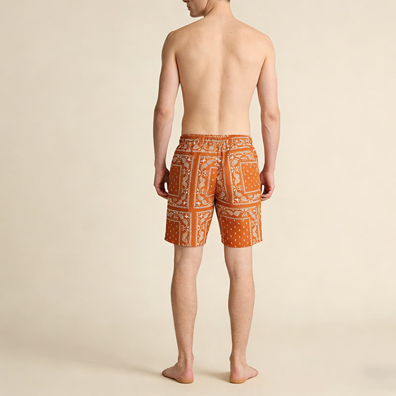 Pantaloncini da uomo estivi traspiranti e larghi con motivo paisley a quadri in stile retrò Olivenorma. - image 16