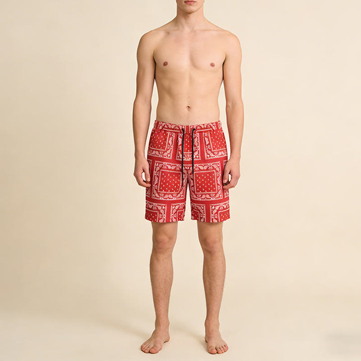 Pantaloncini da uomo estivi traspiranti e larghi con motivo paisley a quadri in stile retrò Olivenorma. - image 24