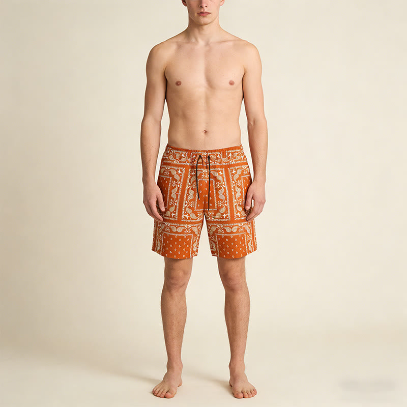 Pantaloncini da uomo estivi traspiranti e larghi con motivo paisley a quadri in stile retrò Olivenorma. - image 13
