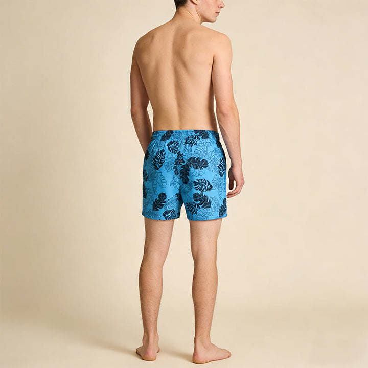 Pantaloncini da uomo Olivenorma Sketch con stampa di foglie di Monstera tropicale e coulisse, ad asciugatura rapida. - image 4