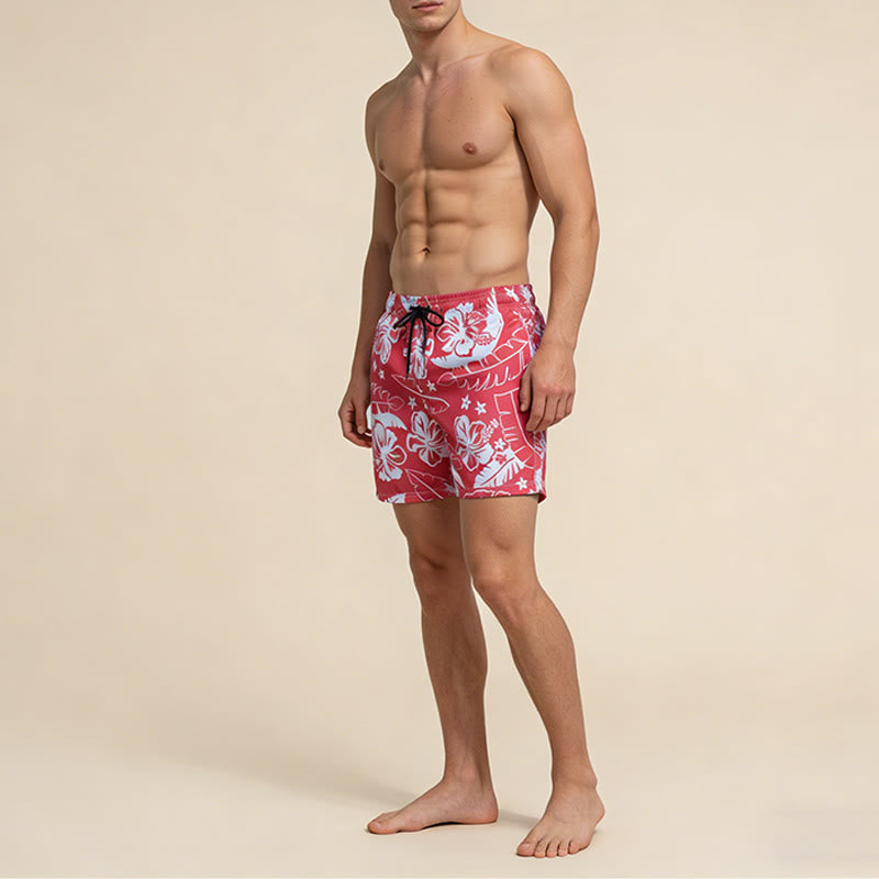Pantaloncini da uomo Olivenorma Resort Style con motivo floreale di ibisco, traspiranti e dalla vestibilità ampia. - image 3