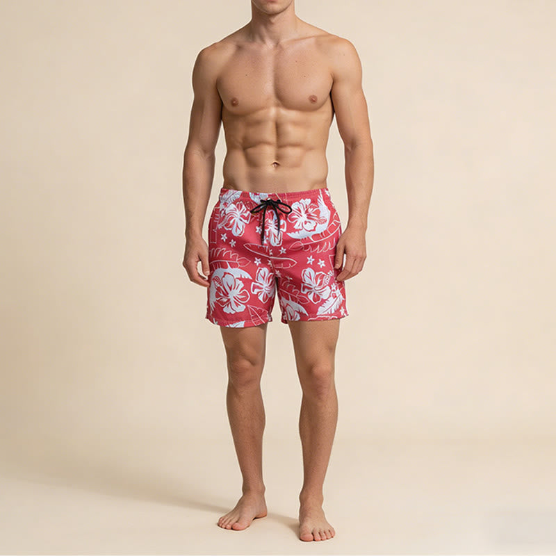 Pantaloncini da uomo Olivenorma Resort Style con motivo floreale di ibisco, traspiranti e dalla vestibilità ampia. - image 4