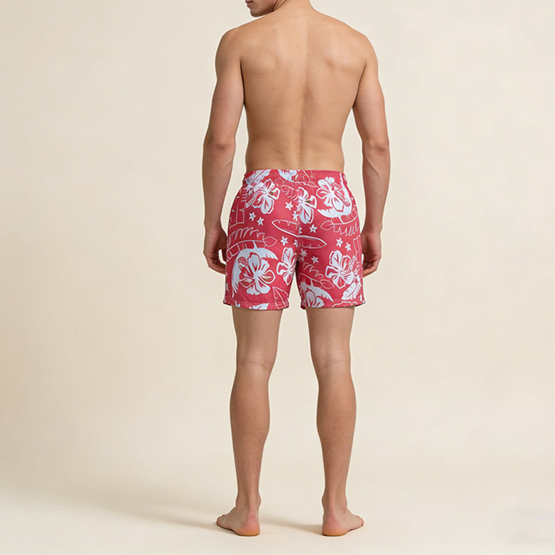 Pantaloncini da uomo Olivenorma Resort Style con motivo floreale di ibisco, traspiranti e dalla vestibilità ampia. - image 1