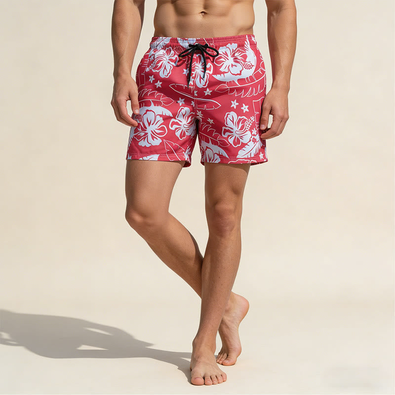 Pantaloncini da uomo Olivenorma Resort Style con motivo floreale di ibisco, traspiranti e dalla vestibilità ampia. - image 2