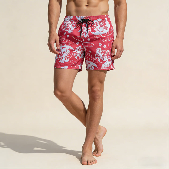 Pantaloncini da uomo Olivenorma Resort Style con motivo floreale di ibisco, traspiranti e dalla vestibilità ampia. - image 2
