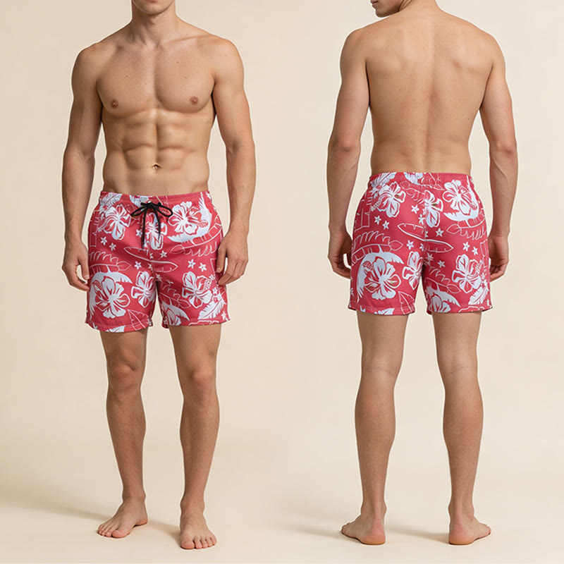 Pantaloncini da uomo Olivenorma Resort Style con motivo floreale di ibisco, traspiranti e dalla vestibilità ampia. - image 5