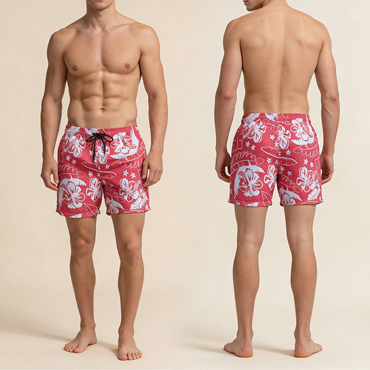 Pantaloncini da uomo Olivenorma Resort Style con motivo floreale di ibisco, traspiranti e dalla vestibilità ampia. - image 5