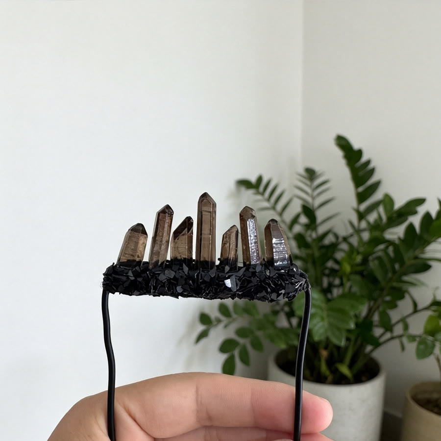 Spilla di cristallo curativa Olivenorma Mystic Witchy Graduated Smoky Spike Crystal Dark Base - image 4