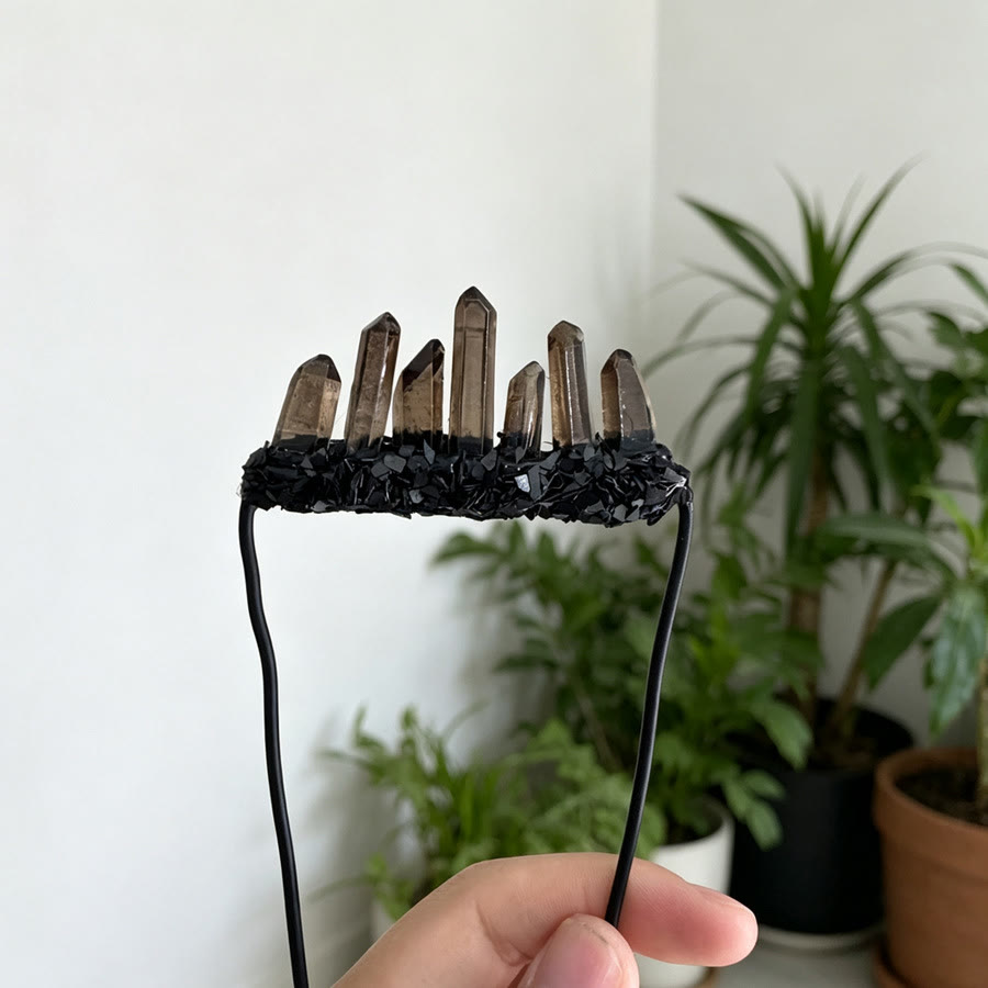 Spilla di cristallo curativa Olivenorma Mystic Witchy Graduated Smoky Spike Crystal Dark Base - image 3
