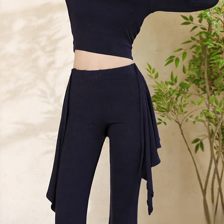 Pantaloni da yoga da donna Olivenorma con vita annodata, design asimmetrico a portafoglio, vita alta e gamba svasata. - image 5