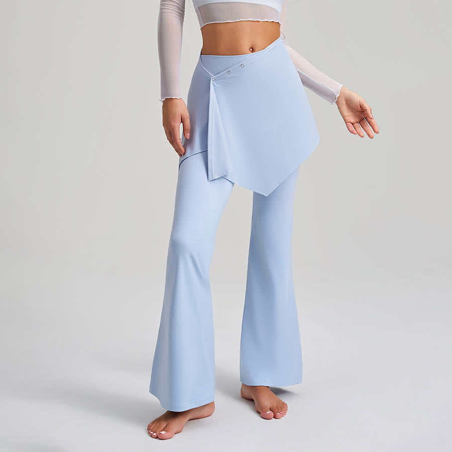 Pantaloni da yoga da donna Olivenorma con gonna asimmetrica, dettagli a bottoni, vita alta e taglio svasato. - WindmillBlue - XXL - image 1