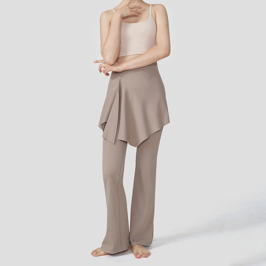 Gonna a strati Olivenorma - Pantaloni da yoga da donna a vita alta svasati con design a sovrapposizione. - image 5
