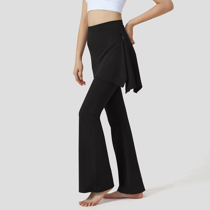 Gonna a strati Olivenorma - Pantaloni da yoga da donna a vita alta svasati con design a sovrapposizione. - Nero - XL - image 7