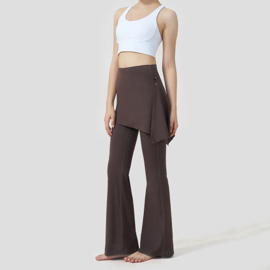 Gonna a strati Olivenorma - Pantaloni da yoga da donna a vita alta svasati con design a sovrapposizione. - image 1