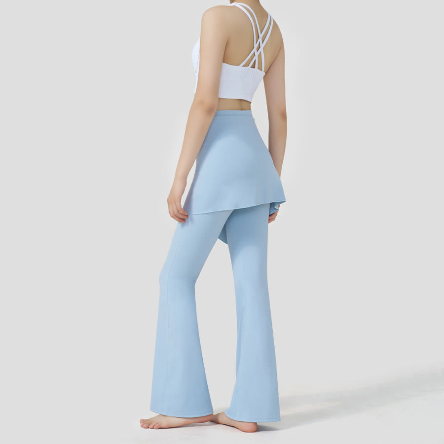 Gonna a strati Olivenorma - Pantaloni da yoga da donna a vita alta svasati con design a sovrapposizione. - image 11