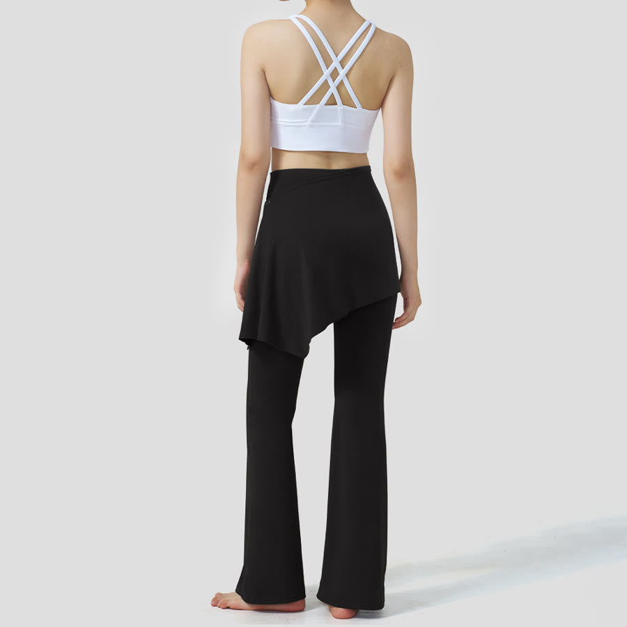 Gonna a strati Olivenorma - Pantaloni da yoga da donna a vita alta svasati con design a sovrapposizione. - image 8