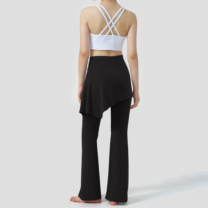 Gonna a strati Olivenorma - Pantaloni da yoga da donna a vita alta svasati con design a sovrapposizione. - image 8