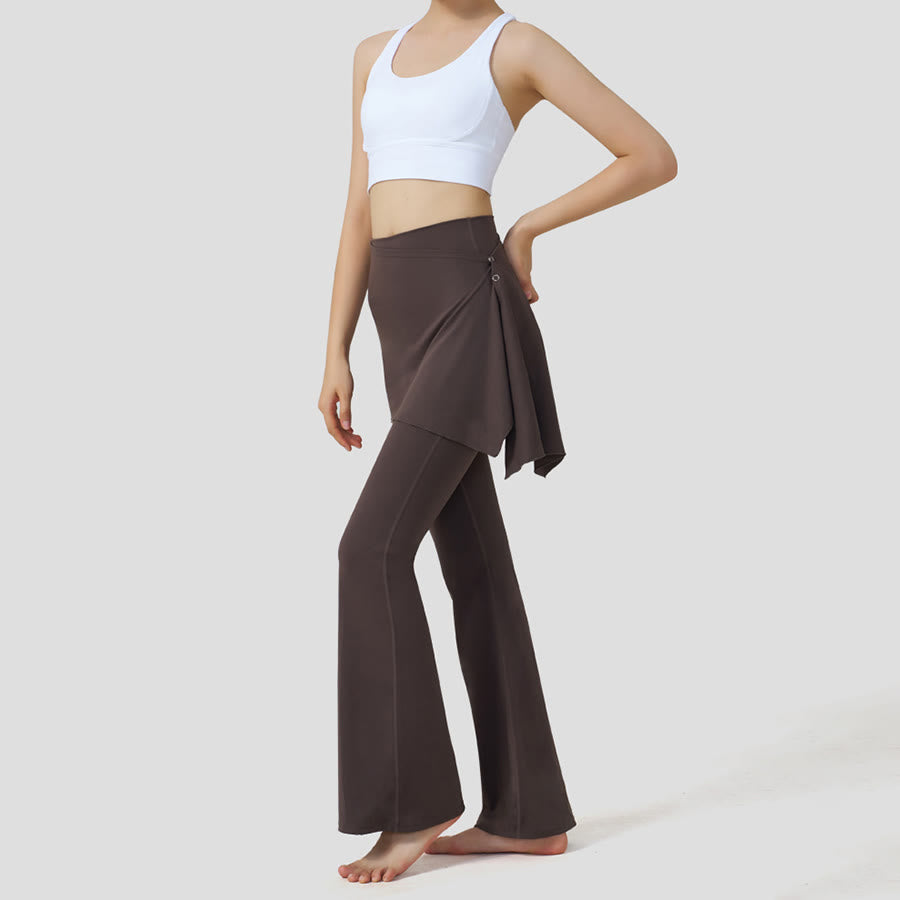 Gonna a strati Olivenorma - Pantaloni da yoga da donna a vita alta svasati con design a sovrapposizione. - image 2