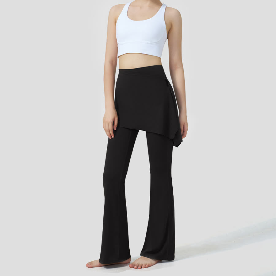 Gonna a strati Olivenorma - Pantaloni da yoga da donna a vita alta svasati con design a sovrapposizione. - image 9