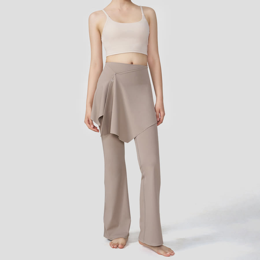 Gonna a strati Olivenorma - Pantaloni da yoga da donna a vita alta svasati con design a sovrapposizione. - image 6