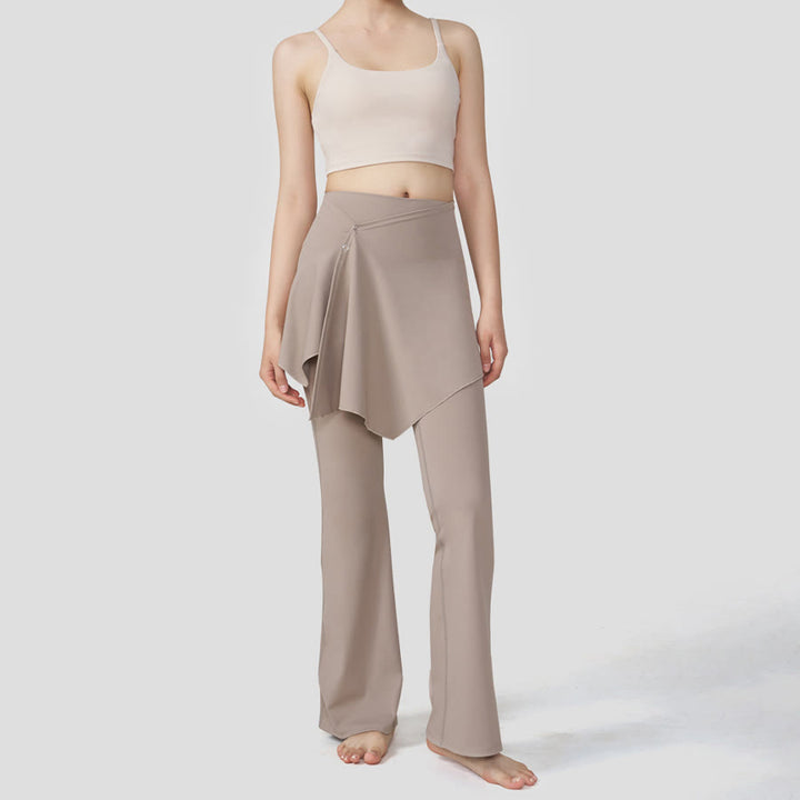 Gonna a strati Olivenorma - Pantaloni da yoga da donna a vita alta svasati con design a sovrapposizione. - image 6