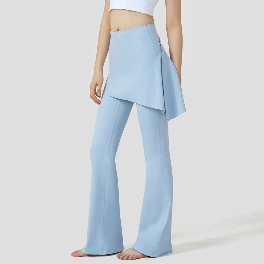 Gonna a strati Olivenorma - Pantaloni da yoga da donna a vita alta svasati con design a sovrapposizione. - Blu - XL - image 10