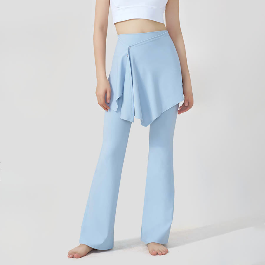 Gonna a strati Olivenorma - Pantaloni da yoga da donna a vita alta svasati con design a sovrapposizione. - image 12