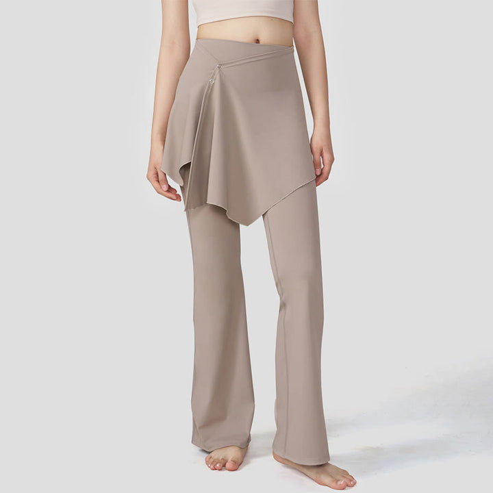Gonna a strati Olivenorma - Pantaloni da yoga da donna a vita alta svasati con design a sovrapposizione. - Mandorla - XL - image 4