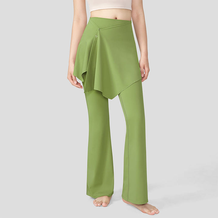 Gonna a strati Olivenorma - Pantaloni da yoga da donna a vita alta svasati con design a sovrapposizione. - Verde - XL - image 15