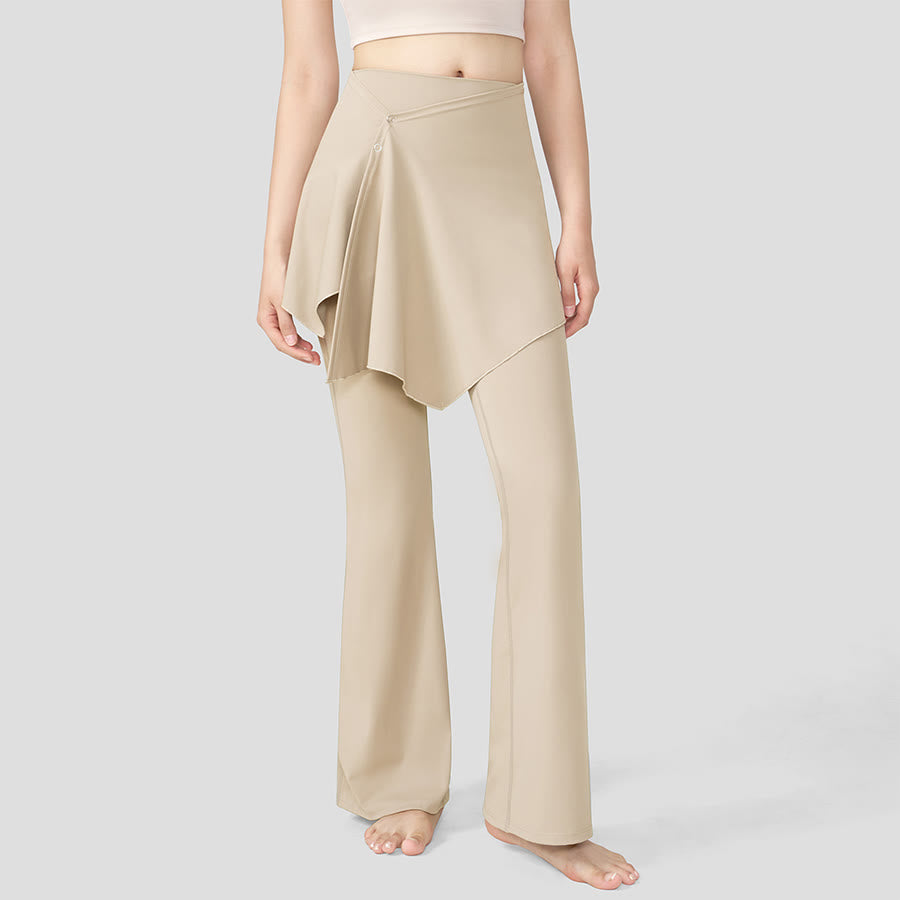 Gonna a strati Olivenorma - Pantaloni da yoga da donna a vita alta svasati con design a sovrapposizione. - Cachi - XL - image 14