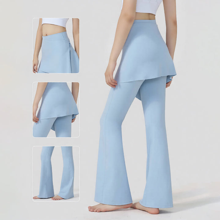 Gonna a strati Olivenorma - Pantaloni da yoga da donna a vita alta svasati con design a sovrapposizione. - image 13