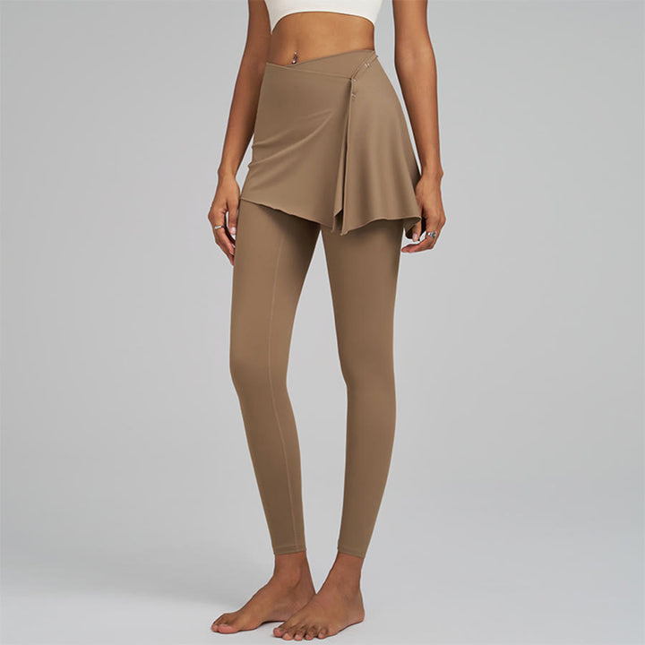 Pantaloni da yoga da donna Olivenorma a vita alta e lunghezza intera con dettaglio a portafoglio. - Colore cacao - XXL - image 6