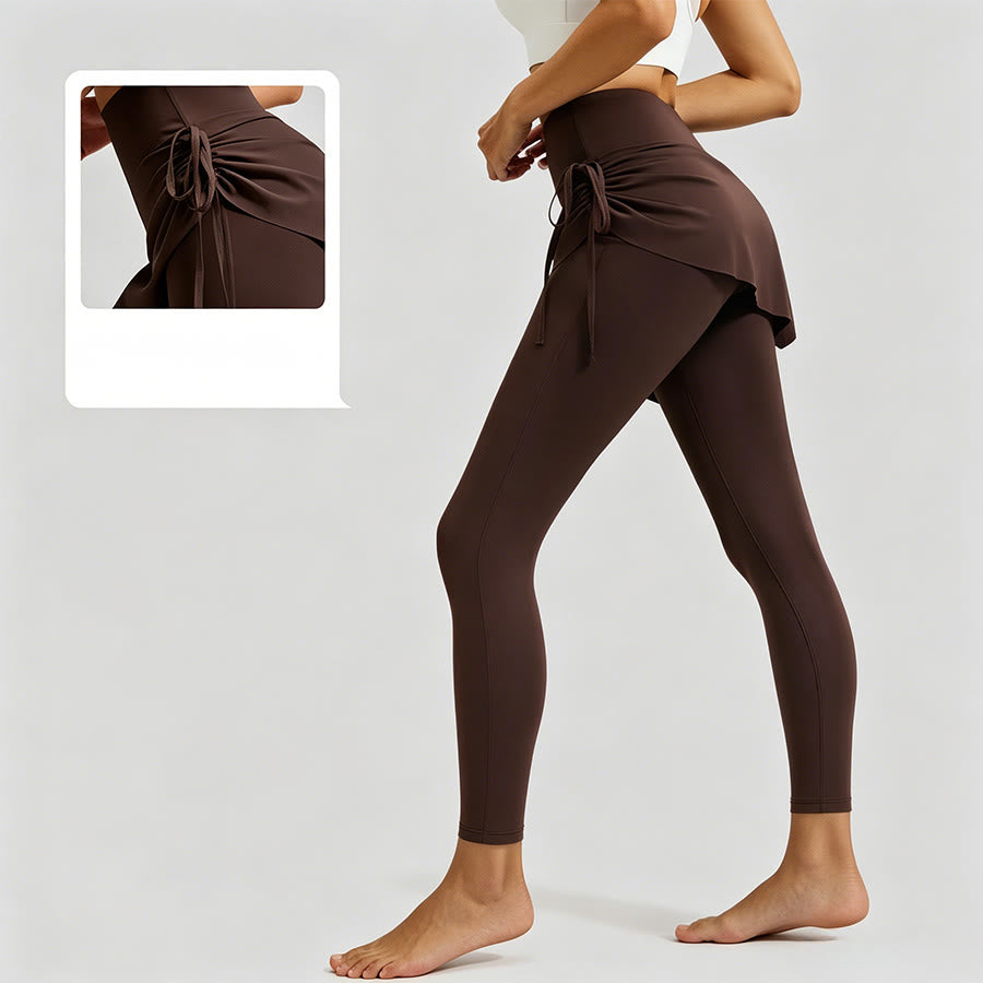 Gonna a portafoglio a vita alta Olivenorma con coulisse e pantaloni da yoga da donna - image 2
