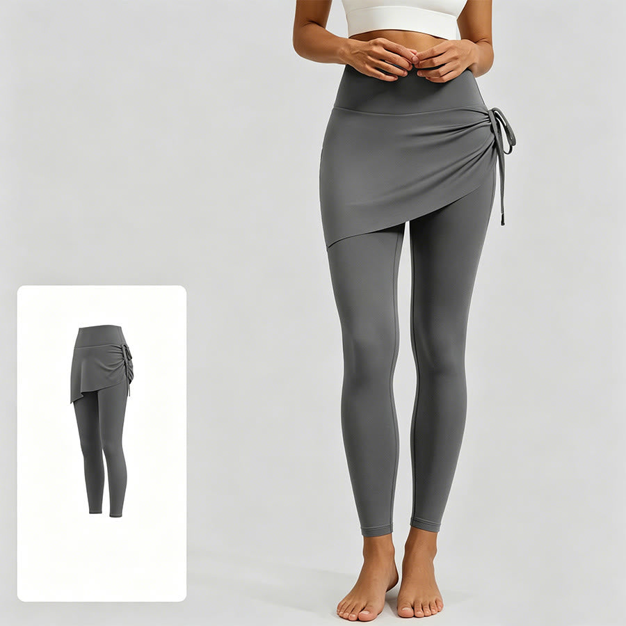 Gonna a portafoglio a vita alta Olivenorma con coulisse e pantaloni da yoga da donna - Grigio roccia marina - XXL - image 8