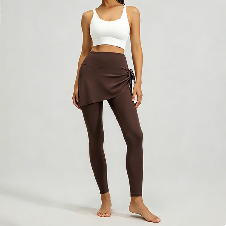 Gonna a portafoglio a vita alta Olivenorma con coulisse e pantaloni da yoga da donna - image 3