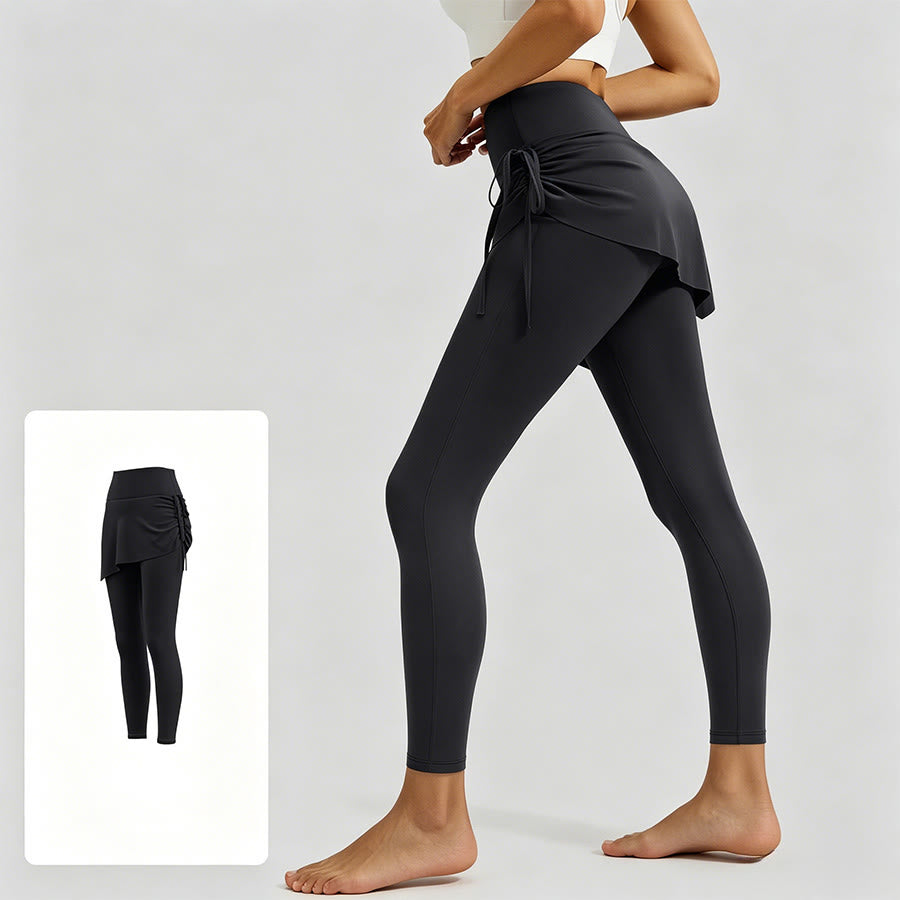 Gonna a portafoglio a vita alta Olivenorma con coulisse e pantaloni da yoga da donna - Grigio canna di fucile - XXL - image 10