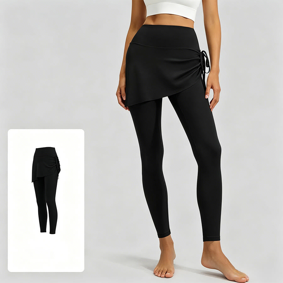 Gonna a portafoglio a vita alta Olivenorma con coulisse e pantaloni da yoga da donna - Nero stellato - XXL - image 6