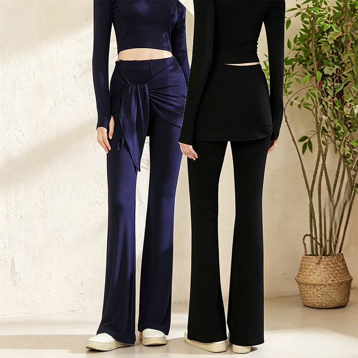 Pantaloni da yoga da donna Olivenorma con vita annodata, design asimmetrico a portafoglio, vita alta e gamba svasata. - image 6
