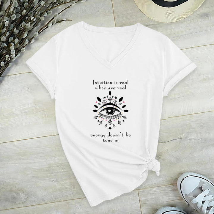 Olivenorma Casual con stampa "Occhio Mistico Intuizione" e scollo a V. - Bianco - 2XL - image 18