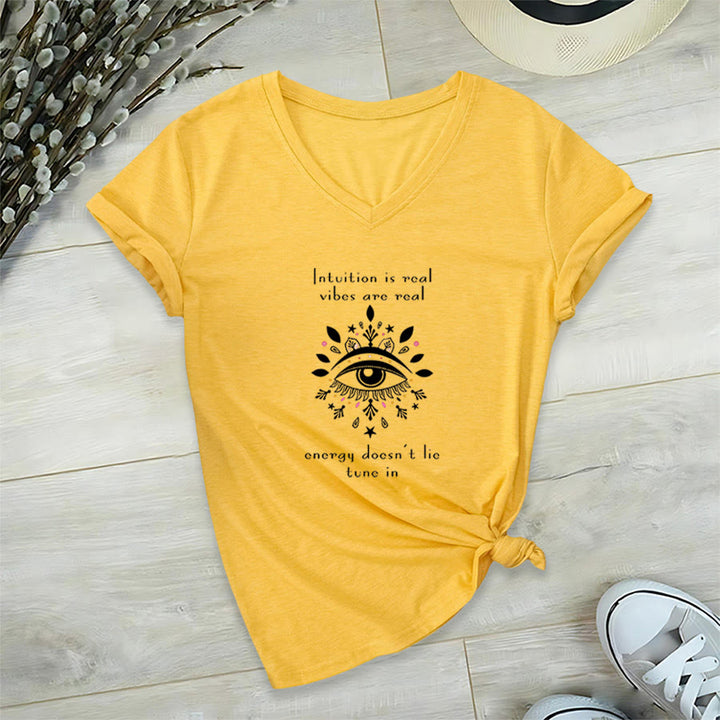 Olivenorma Casual con stampa "Occhio Mistico Intuizione" e scollo a V. - Giallo - 2XL - image 30