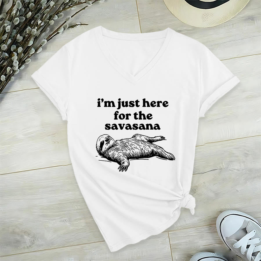 Maglietta con scollo a V e grafica umoristica del bradipo Olivenorma "Savasana". - Bianco - 2XL - image 18
