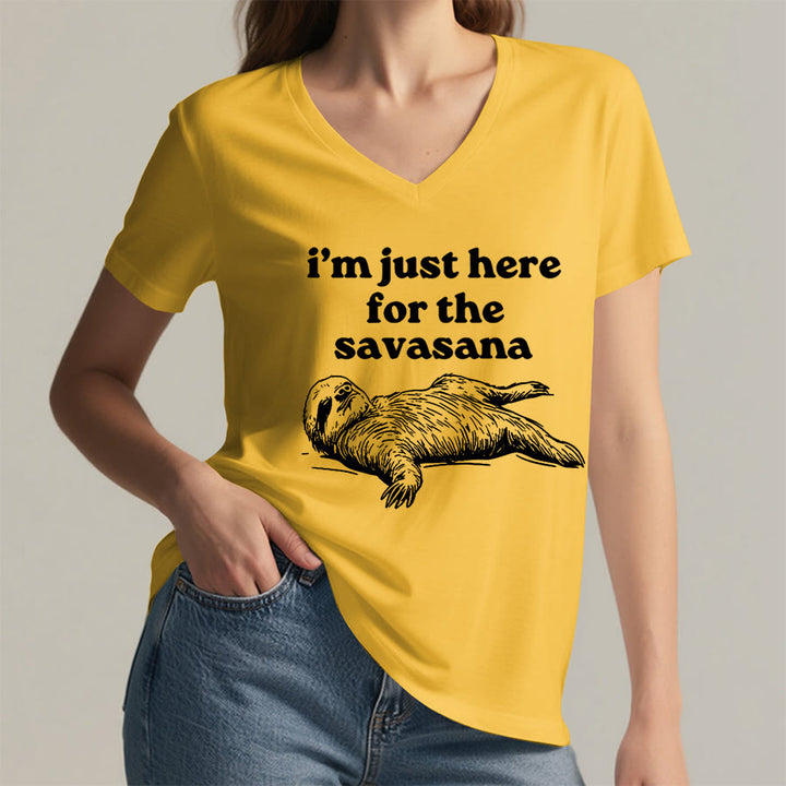 Maglietta con scollo a V e grafica umoristica del bradipo Olivenorma "Savasana". - image 32