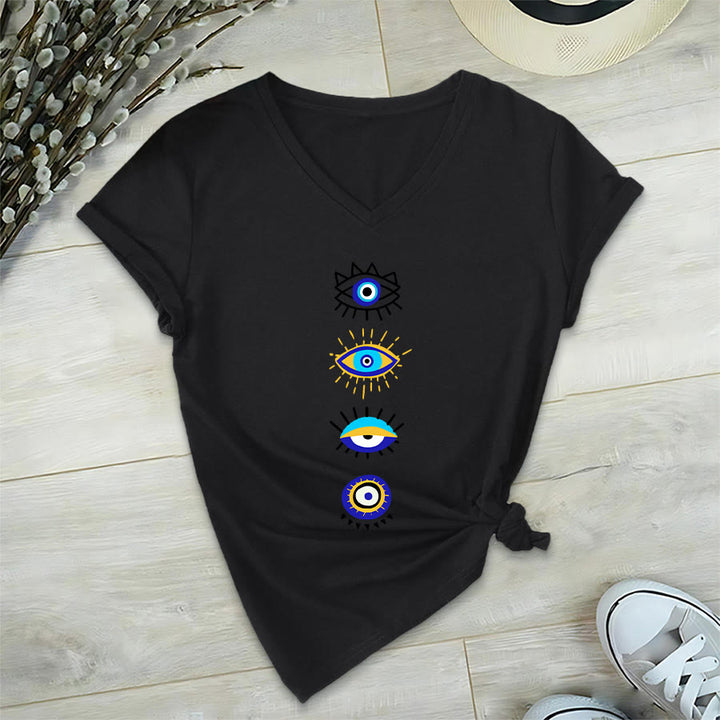 T-shirt da yoga con scollo a V e stampa "Evil Eye Collection" Olivenorma - Nero - 2XL - image 12
