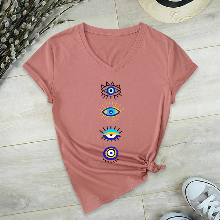 T-shirt da yoga con scollo a V e stampa "Evil Eye Collection" Olivenorma - Rosa - 2XL - image 6