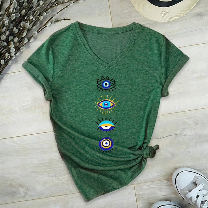 T-shirt da yoga con scollo a V e stampa "Evil Eye Collection" Olivenorma - Verde scuro - 2XL - image 21