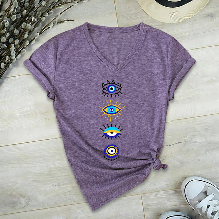 T-shirt da yoga con scollo a V e stampa "Evil Eye Collection" Olivenorma - Viola - 2XL - image 36